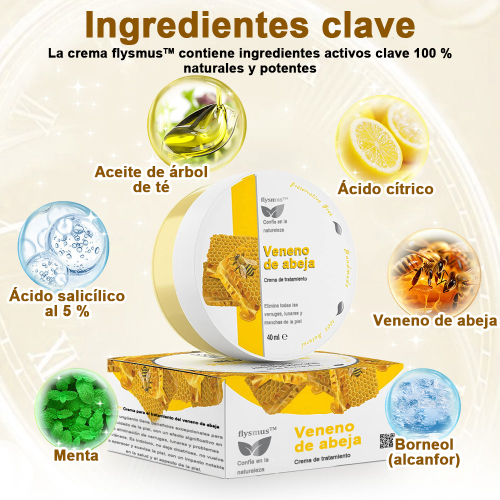 Crema cicatrizante ✅flysmus™ con veneno de abeja🐝: Tratamiento de eczemas, psoriasis, acné, rosácea, infecciones fúngicas y verrugas