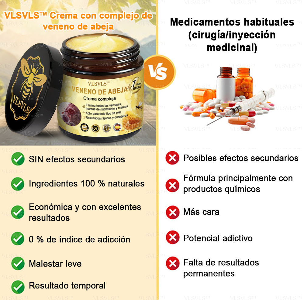 VLSVLS™ Crema con Veneno de Abeja de Efecto Completo 🧑‍⚕️ Recomendado por Dermatólogos - Para el Tratamiento de Diversos Problemas de la Piel🐝