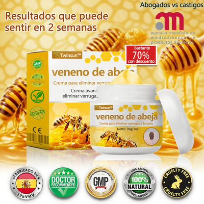 Twinsun™ Súper Crema Potente con Veneno de Abeja, ¡aprobada por la EMA! 💖Perfecta para tratar verrugas, bultitos en la piel, infecciones, queratosis… ¡y para dejarte la piel suave y uniforme!🐝