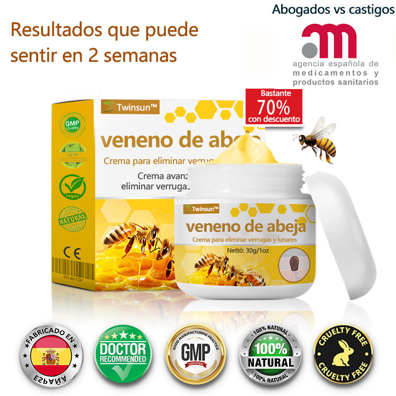 🐝Twinsun™ Súper Crema Potente con Veneno de Abeja, ¡aprobada por la EMA! 💖Perfecta para tratar verrugas, bultitos en la piel, infecciones, queratosis… ¡y para dejarte la piel suave y uniforme!