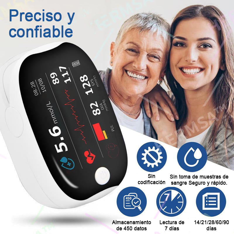 HERMSA™ Dispositivo médico multifuncional no invasivo de precisión (para medir la glucosa en sangre, la saturación de oxígeno y la presión arterial) [Precisión del 99,9%]🔥🔥