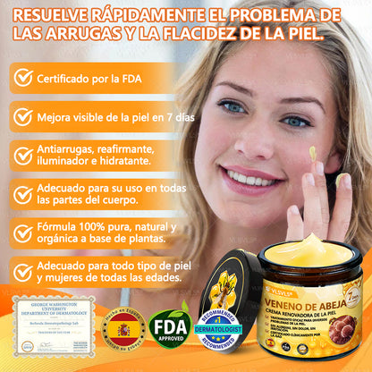 ✨ VLSVLS® Crema Renovadora con Veneno de Abeja – ¡ÚLTIMO DÍA con 80% de DESCUENTO! 🔥